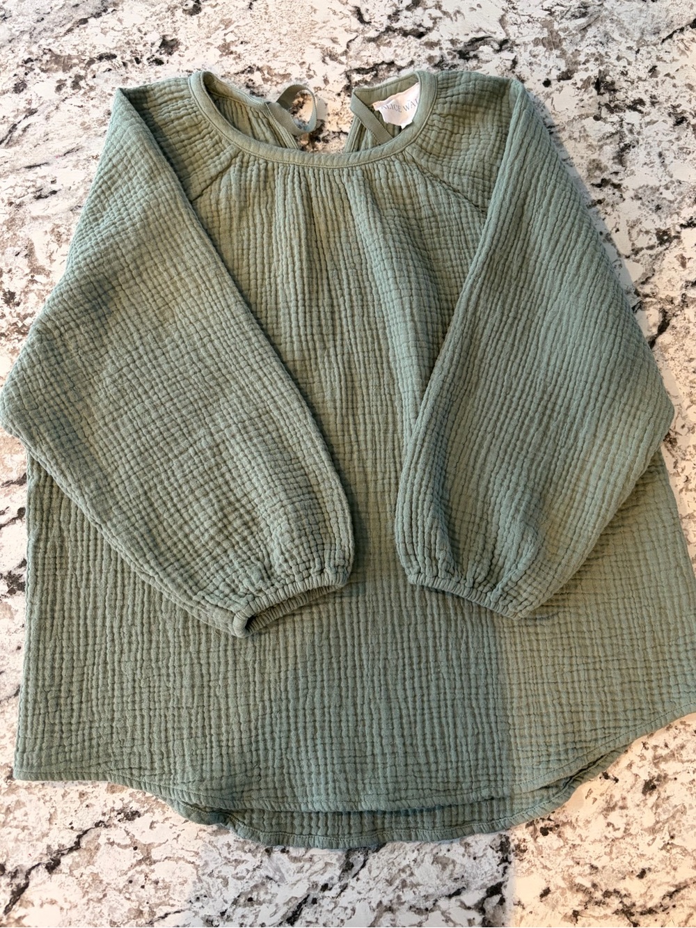 Green Women's Gauze Peasant Blouse